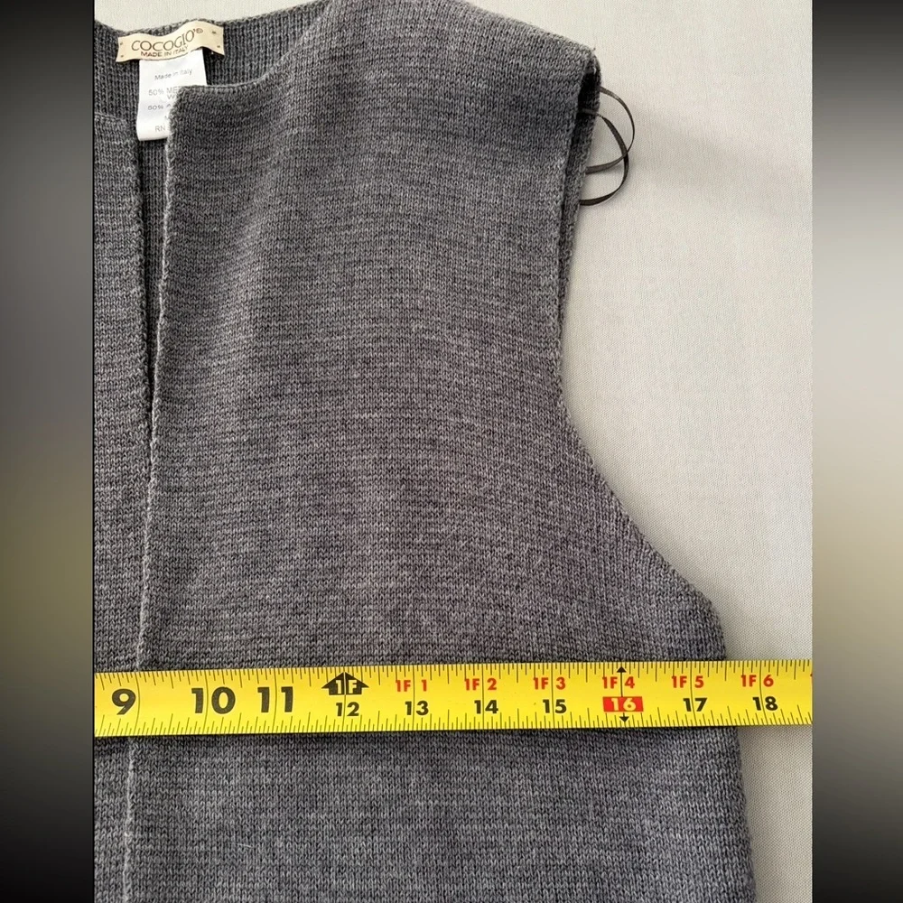 COCOGIO Made In Italy Gray Merino Wool Blend Knit Sweater Vest Size Medium Large